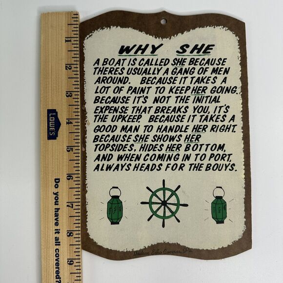 Why She Hanging Sign Boating Nautical Man Cave Tourist Indian Echo Caverns PA - Picture 6 of 8